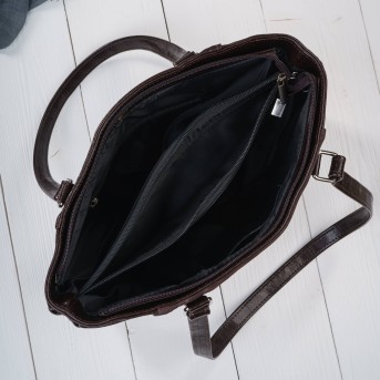 Brązowa Torebka Skórzana Paolo Peruzzi Z-58 | Zamszowa Listonoszka