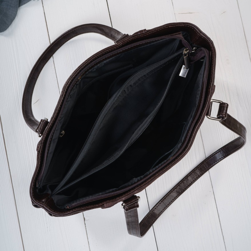 Brązowa Torebka Skórzana Paolo Peruzzi Z-58 | Zamszowa Listonoszka