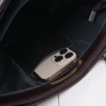 Brązowa Torebka Skórzana Paolo Peruzzi Z-58 | Zamszowa Listonoszka