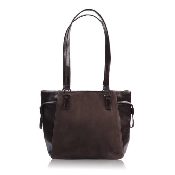 Torebka damska na ramię skórzana klasyczna brązowa zamszowa shopperka