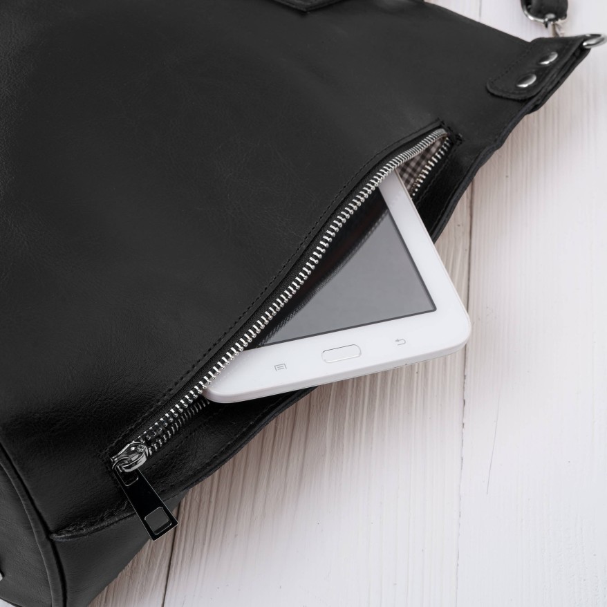 Czarna Torebka Skórzana Paolo Peruzzi Z-59 | Shopperka