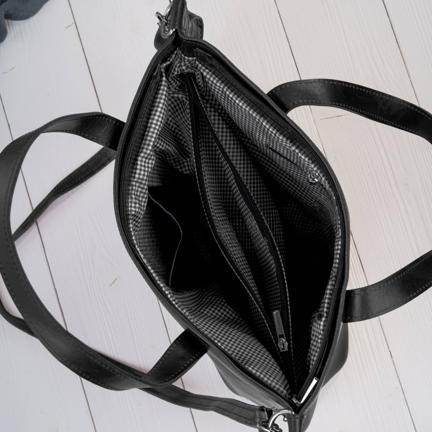 Czarna Torebka Skórzana Paolo Peruzzi Z-59 | Shopperka