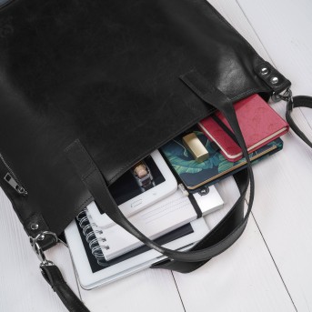 Czarna Torebka Skórzana Paolo Peruzzi Z-59 | Shopperka