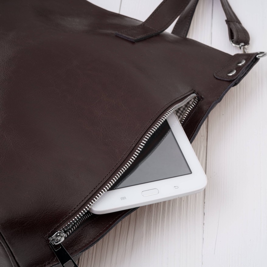 Brązowa Torebka Skórzana Paolo Peruzzi Z-59 | Shopperka