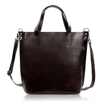 Torebka damska na ramię skórzana klasyczna shopperka brązowa