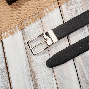 Pasek męski skórzany dwustronny brązowy i czarny z delikatnym tłoczeniem