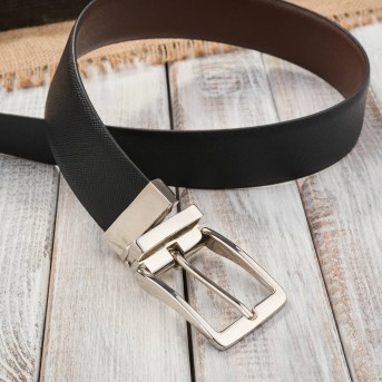 Pasek męski skórzany dwustronny brązowy i czarny z delikatnym tłoczeniem