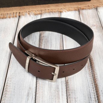 Pasek męski skórzany dwustronny brązowy i czarny z delikatnym tłoczeniem