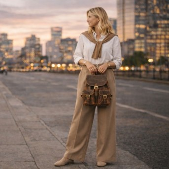 SKÓRZANY PLECAK DAMSKI VINTAGE  BRĄZOWY PAOLO PERUZZI T-16-BR