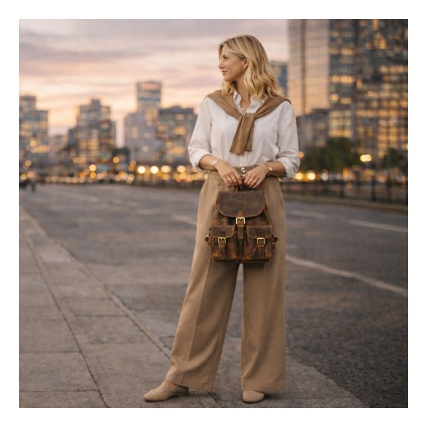 SKÓRZANY PLECAK DAMSKI VINTAGE  BRĄZOWY PAOLO PERUZZI T-16-BR