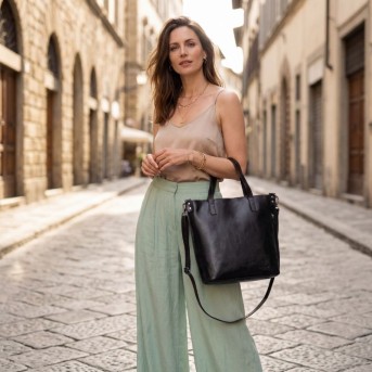 Czarna Torebka Skórzana Paolo Peruzzi Z-59 | Shopperka