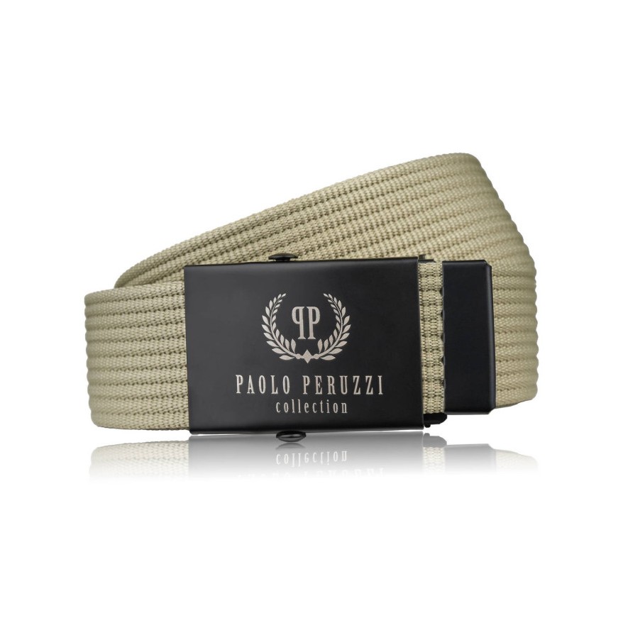 pasek męski parciany do spodni khaki klamra zaciskowa 125 cm Paolo Peruzzi ZUP-163