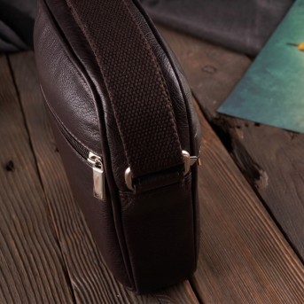 Saszetka męska skórzana na ramię klasyczna listonoszka brązowa T-75-BR