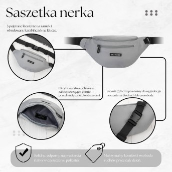 Saszetka Nerka Szara Sportowa Pojemna  AS-08-GR | Paolo Peruzzi