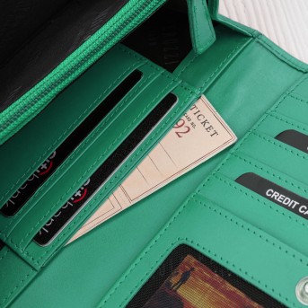 Portfel damski skórzany z RFID miętowy na prezent pojemny SL-11-MNT