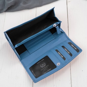 Portfel Damski Skórzany RFID Niebieski Paolo Peruzzi SL-11-CB | Skóra Naturalna