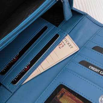 Portfel Damski Skórzany RFID Niebieski Paolo Peruzzi SL-11-CB | Skóra Naturalna