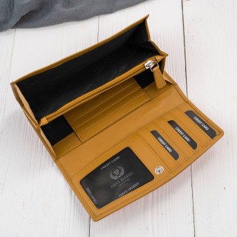 Portfel Damski Skórzany RFID Żółty Paolo Peruzzi SL-11-MNG | Skóra Naturalna