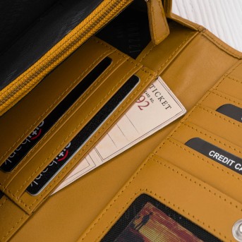 Portfel Damski Skórzany RFID Żółty Paolo Peruzzi SL-11-MNG | Skóra Naturalna