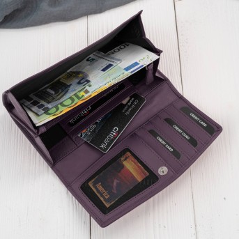 Portfel Damski Skórzany RFID Fioletowy Paolo Peruzzi SL-11-VI | Skóra Naturalna
