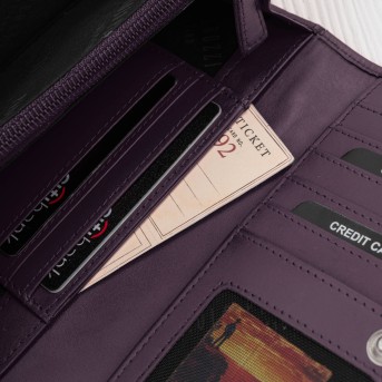 Portfel Damski Skórzany RFID Fioletowy Paolo Peruzzi SL-11-VI | Skóra Naturalna