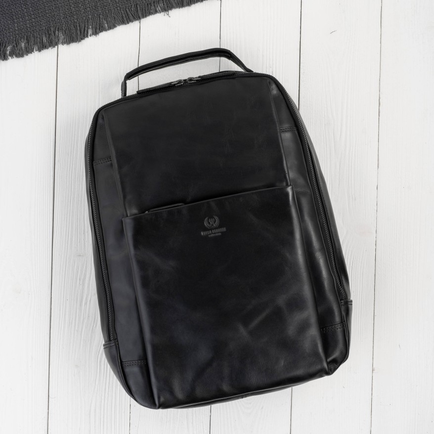 Plecak skórzany Paolo Peruzzi SL-15-BL czarny na laptopa 15,6″