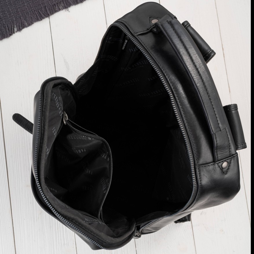 Plecak skórzany Paolo Peruzzi SL-15-BL czarny na laptopa 15,6″