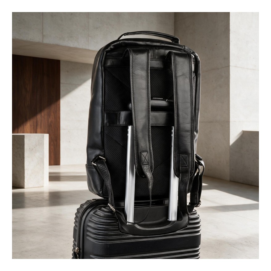 Plecak skórzany Paolo Peruzzi SL-15-BL czarny na laptopa 15,6″