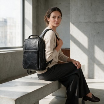 Plecak skórzany Paolo Peruzzi SL-15-BL czarny na laptopa 15,6″