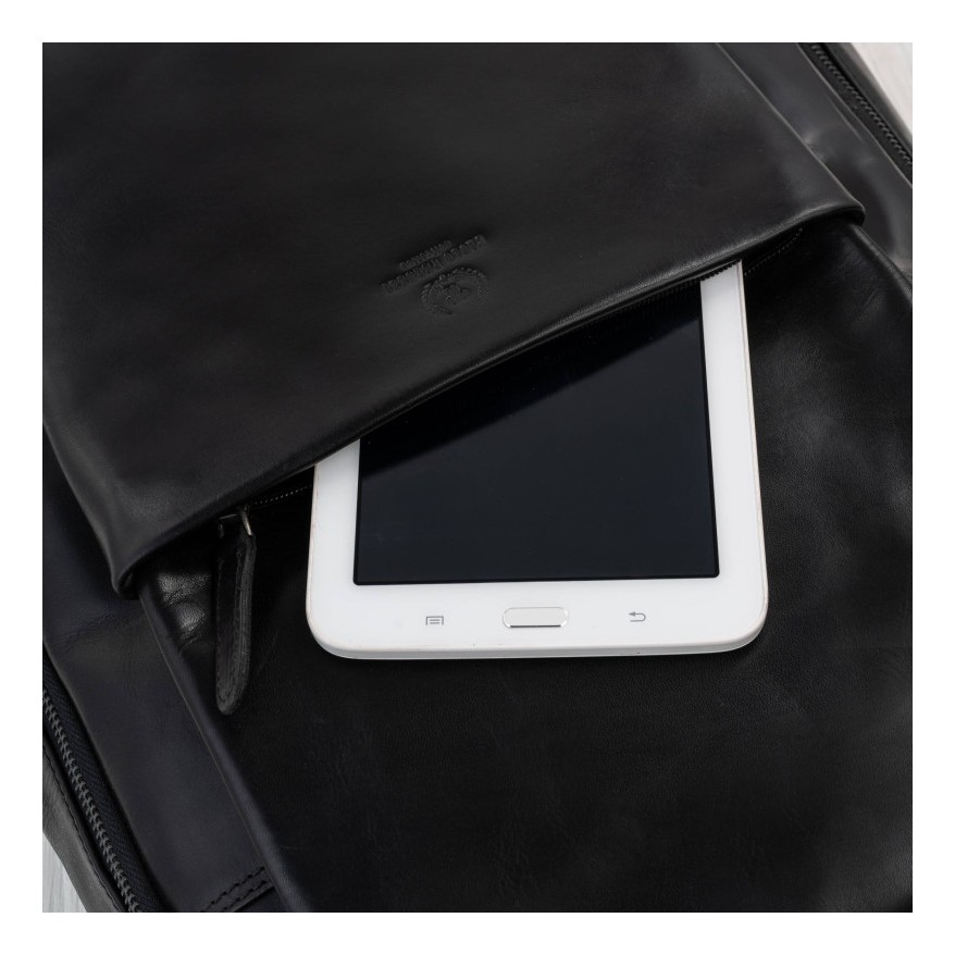 Plecak skórzany Paolo Peruzzi SL-15-BL czarny na laptopa 15,6″
