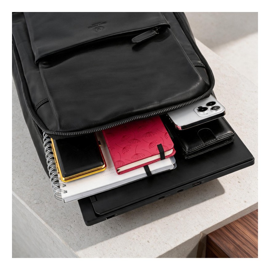 Plecak skórzany Paolo Peruzzi SL-15-BL czarny na laptopa 15,6″