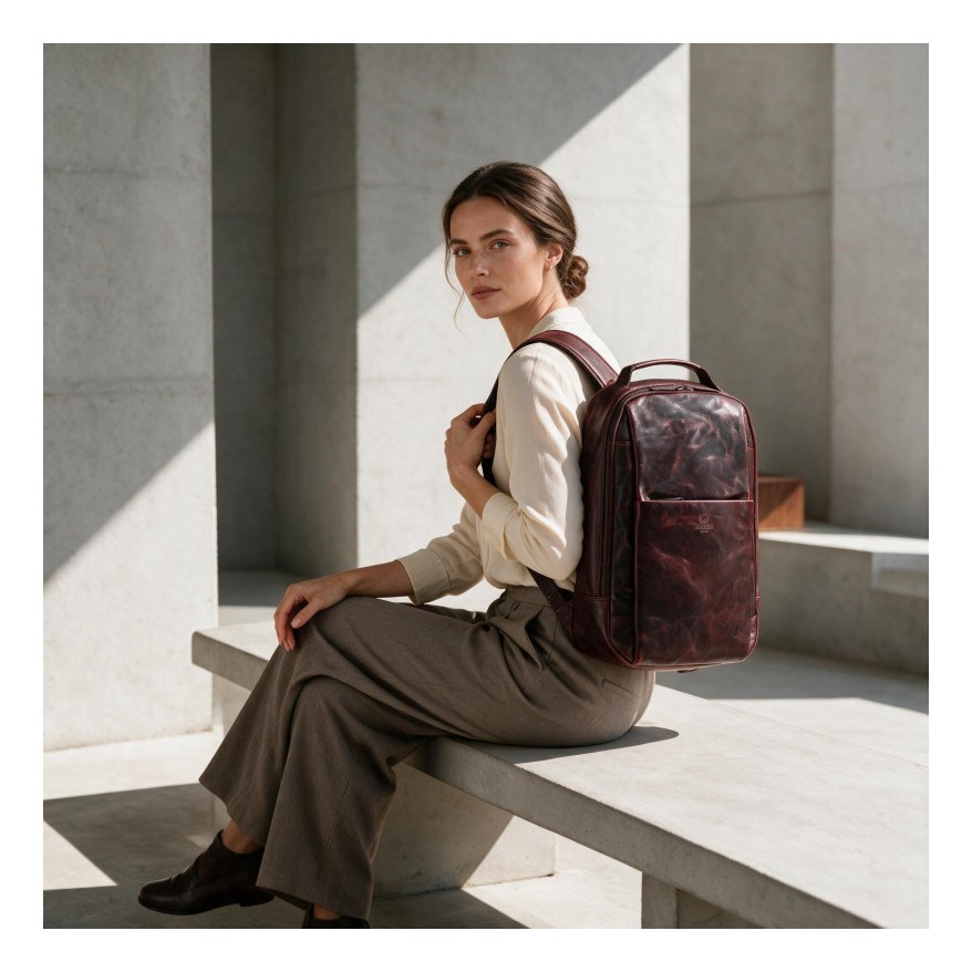 Plecak skórzany Paolo Peruzzi SL-15-CG na laptopa 15,6″