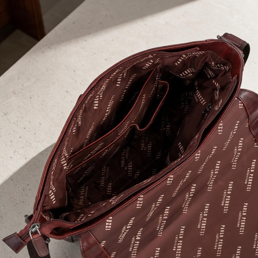 Torba męska skórzana na ramię brązowa Paolo Peruzzi SL-27-BR
