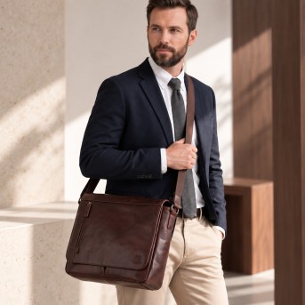 Torba męska skórzana na ramię brązowa Paolo Peruzzi SL-27-BR
