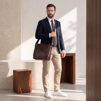 Torba męska skórzana na ramię brązowa Paolo Peruzzi SL-27-BR