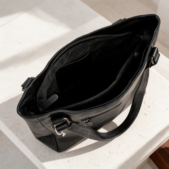 Skórzana Torebka Damska Shopper A4 Paolo Peruzzi SL-45-BL Czarna
