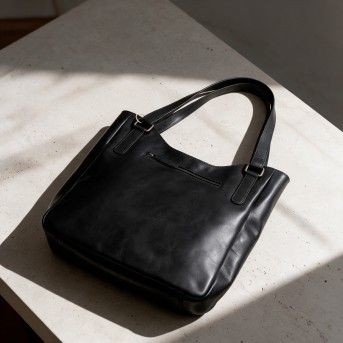 Skórzana Torebka Damska Shopper A4 Paolo Peruzzi SL-45-BL Czarna