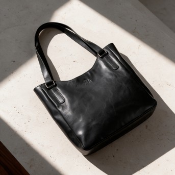 Skórzana Torebka Damska Shopper A4 Paolo Peruzzi SL-45-BL Czarna