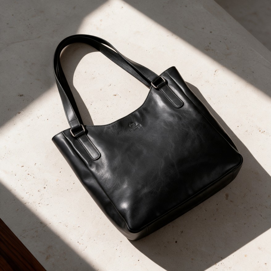 Skórzana Torebka Damska Shopper A4 Paolo Peruzzi SL-45-BL Czarna