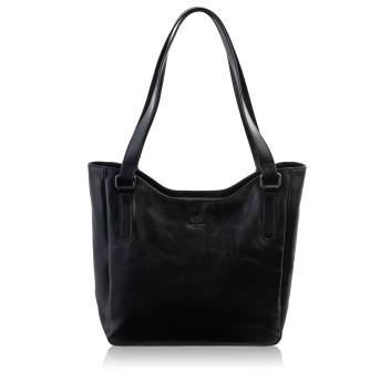 Torebka damska skórzana na ramię A4 elegancka czarna shopperka SL-45-BL Paolo Peruzzi