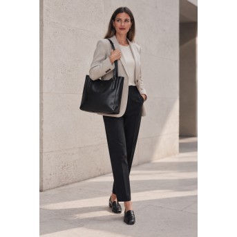 Skórzana Torebka Damska Shopper A4 Paolo Peruzzi SL-45-BL Czarna