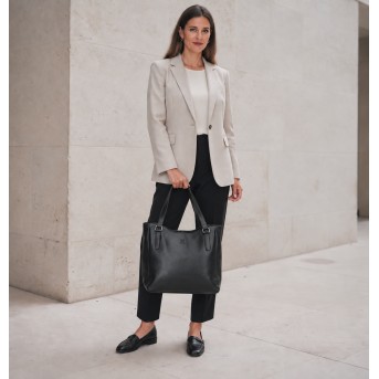 Skórzana Torebka Damska Shopper A4 Paolo Peruzzi SL-45-BL Czarna