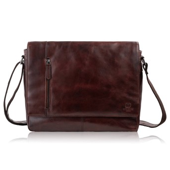 Torba męska skórzana na ramię brązowa elegancka listonoszka na dokumenty A4 SL-46-BR Paolo Peruzzi