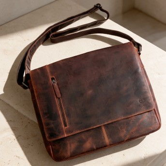 Brązowa Męska Torba Skórzana A4 Paolo Peruzzi SL-46-HBR Hunter Vintage