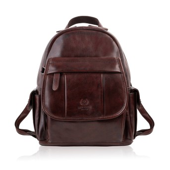 Plecak damski skórzany mały brązowy retro z kieszeniami SL-48-BR Paolo Peruzzi