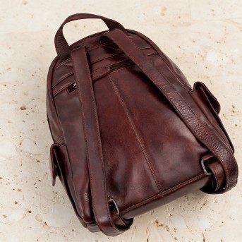 Brązowy plecak skórzany damski retro Paolo Peruzzi SL-48-BR