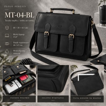 Torba męska na laptopa 15,6 czarna Paolo Peruzzi MT-04-BL