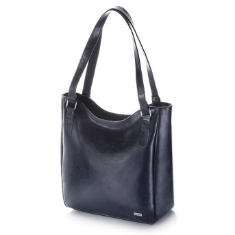 DUŻA SKÓRZANA TORBA DAMSKA NA RAMIĘ PAOLO PERUZZI Z-09-NAVY