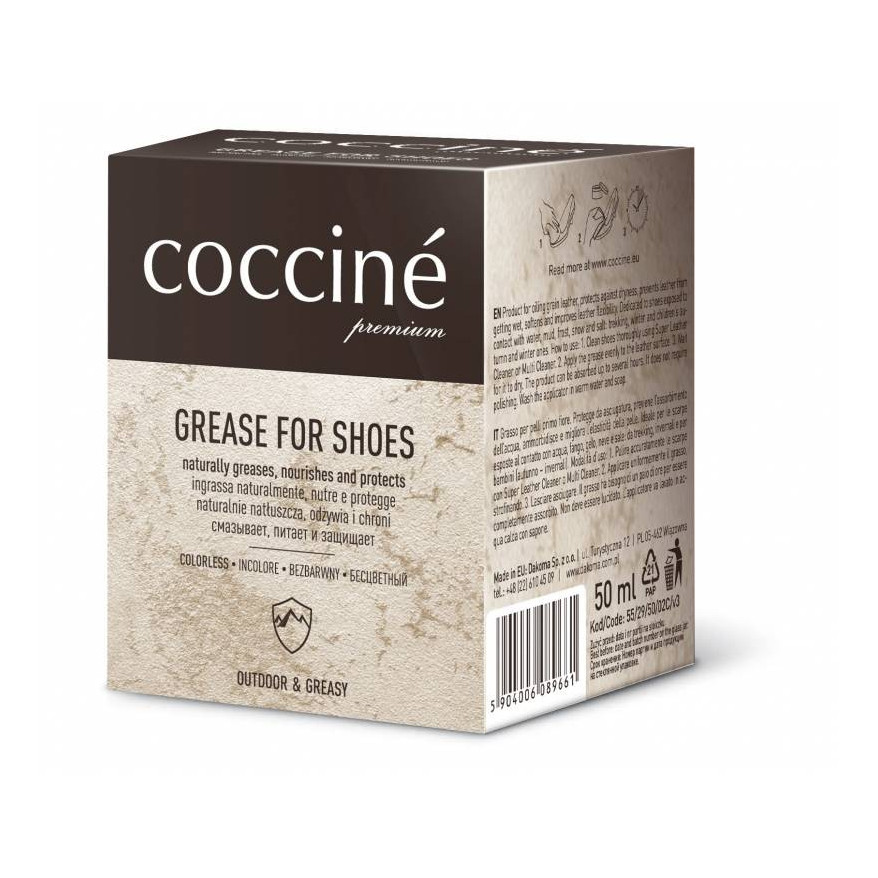 TŁUSZCZ DO OBUWIA DO SKÓR GŁADKICH DO NATŁUSZCZANIA GREASE FOR SHOES COCCINE 50 ML