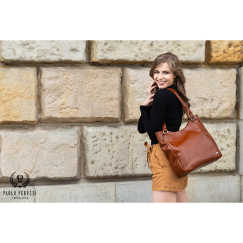 DUŻA SKÓRZANA TORBA DAMSKA NA RAMIĘ PAOLO PERUZZI Z-09-CG